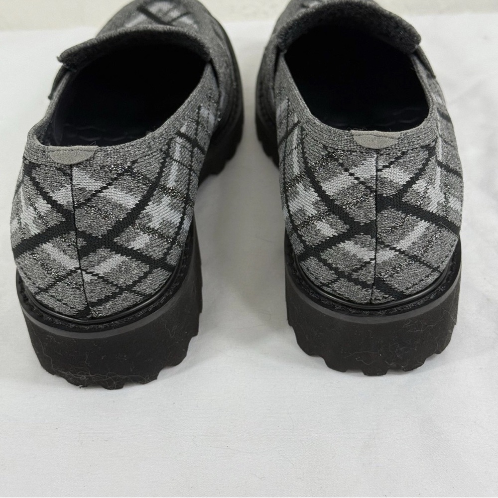 Stylish Gray Plaid Women's Chunky Loafers - Picture 6 of 10